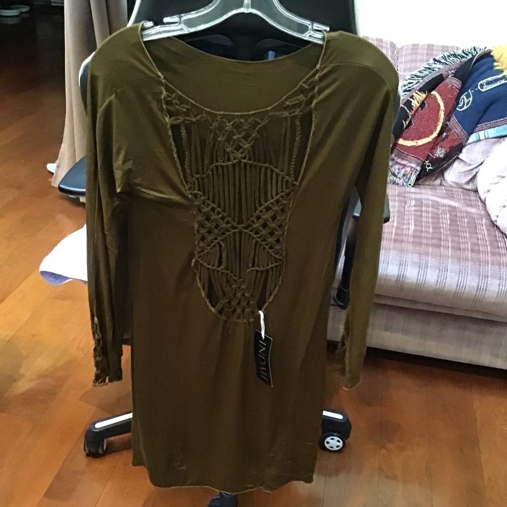 New Indah Goldust Macramé back dress